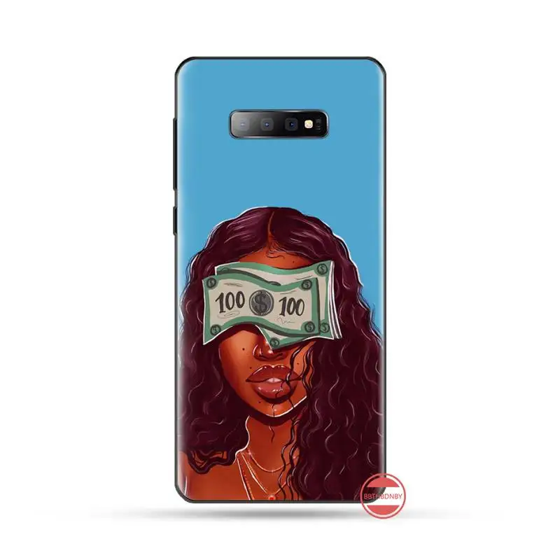 Make Money Black Head girl Rubber Phone Cover For Samsung S6 S7 edge S8 S9 S10 e plus A10 A50 A70 note8 J7 2017 | Мобильные телефоны
