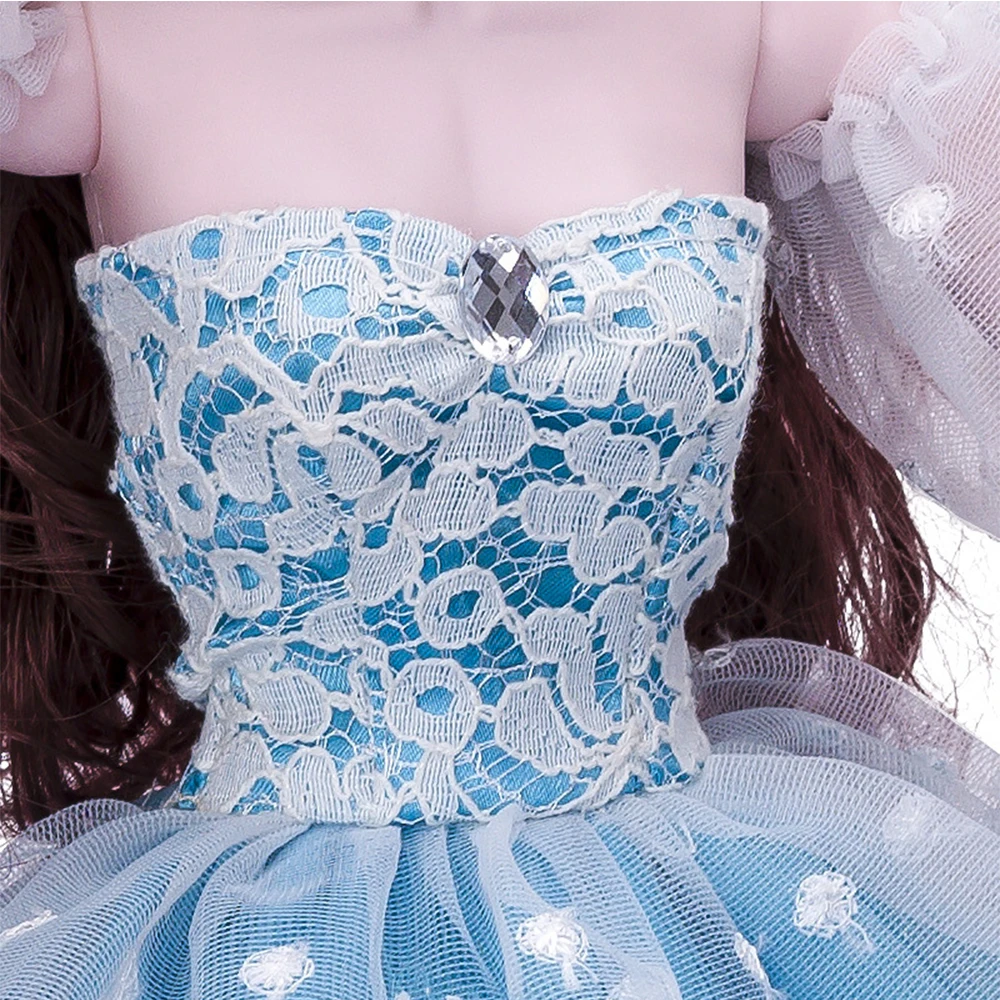 

1/3 bjd doll dress laced princess skirt pink and blue clothes for 60cm doll with rose flower and Headdress clothes