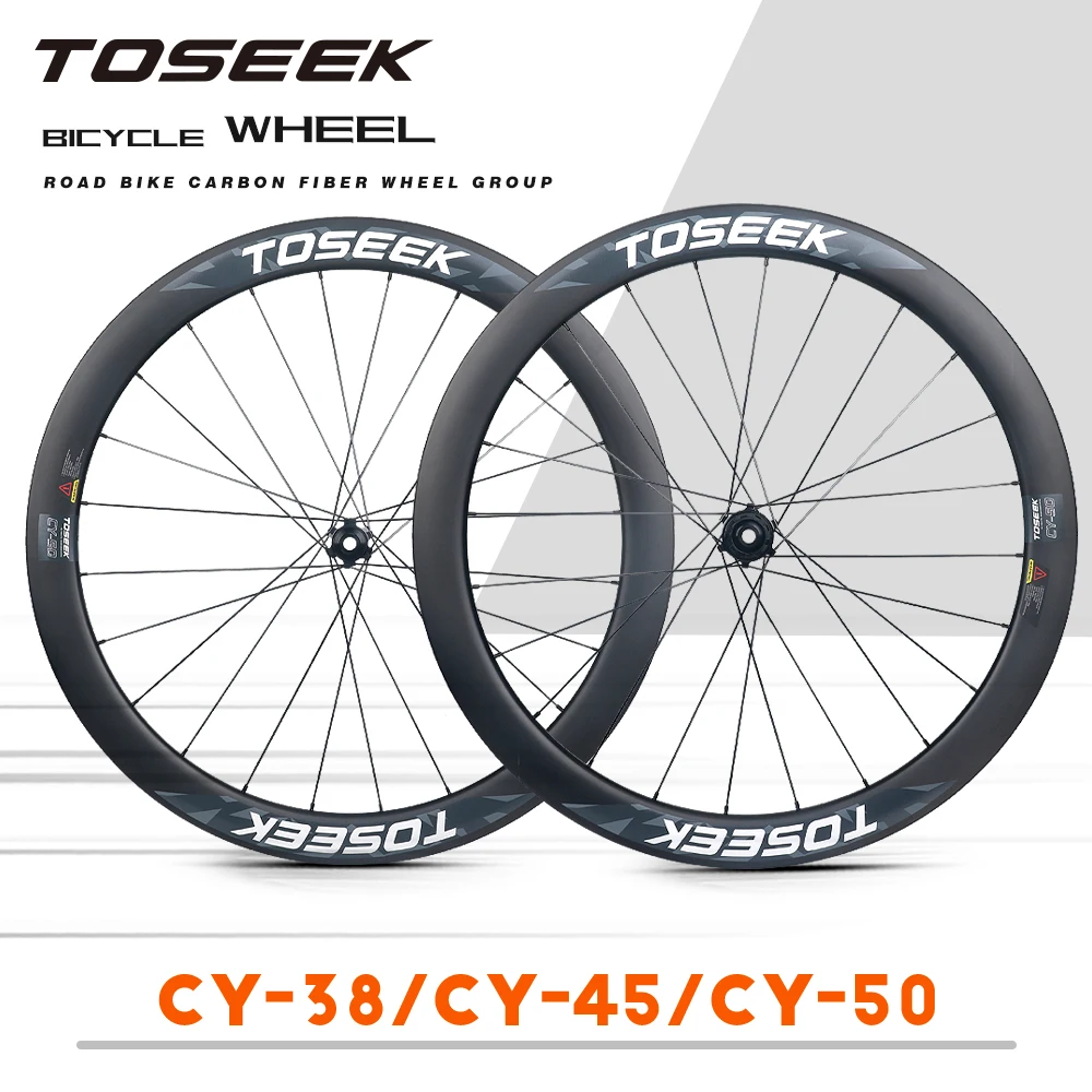 

TOSEEK Carbon Wheels V Brake/Disc Brake 700c Road Bike Wheelset High Quality Carbon Rim 38mm 45mm 50mmRoad Cycling competition