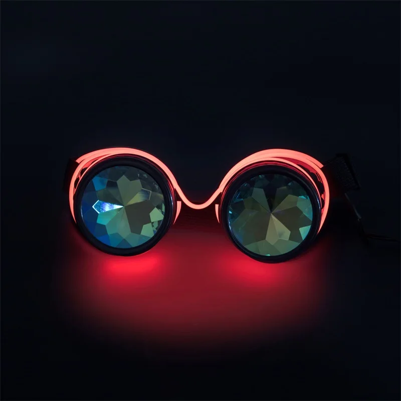 red C. F. GOGGLE стимпанк очки сварочные светящиеся панк очки Ретро готический калейдоскоп красочные линзы косплей-очки - Цвет линз: red