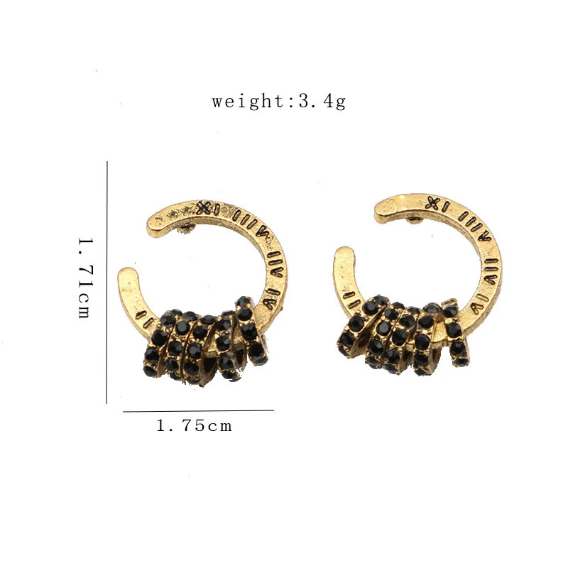 

925 Sterling Silver Pin New Style Temperament Light Luxury Asian Gold Small Letter Earrings Versatile Personality Fashion