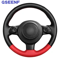 car steering wheel cover hand stitched black genuine leather red leather for toyota 86 2016 2017 2018 2019 subaru brz 2016 2017