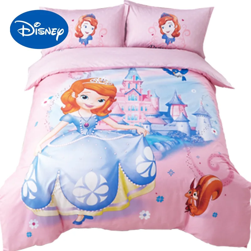 

Genuine Disney Cartoon Fantasy Mickey Sophia Bed Sheet, Four-piece Bedding Set, Children's Room Bedroom Blue Quilt Pillowcase