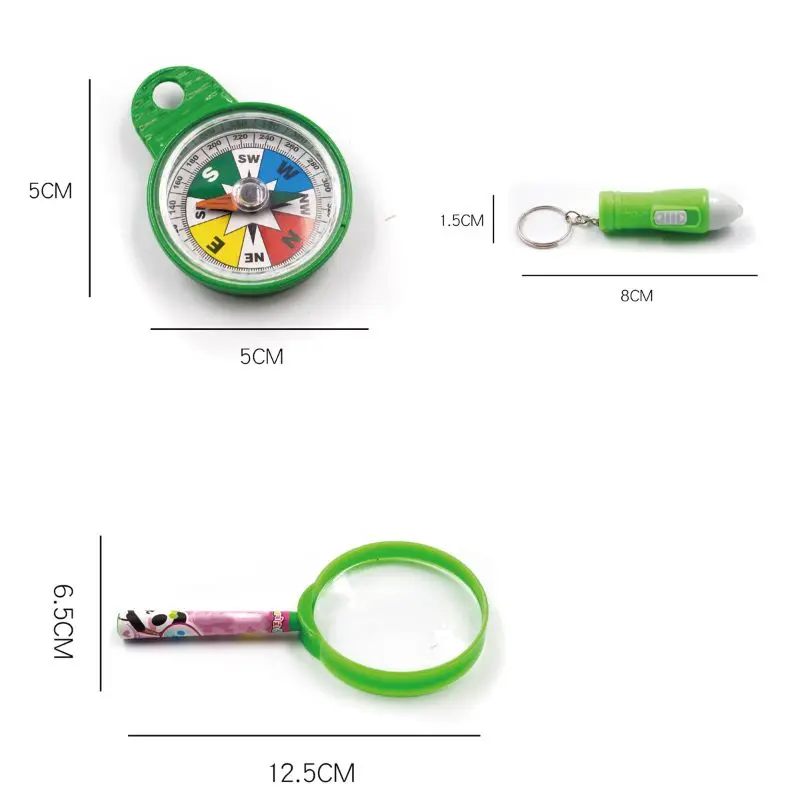 OOTDTY комплект увеличительных очков с компасом и фонариком игрушка для детей улицы