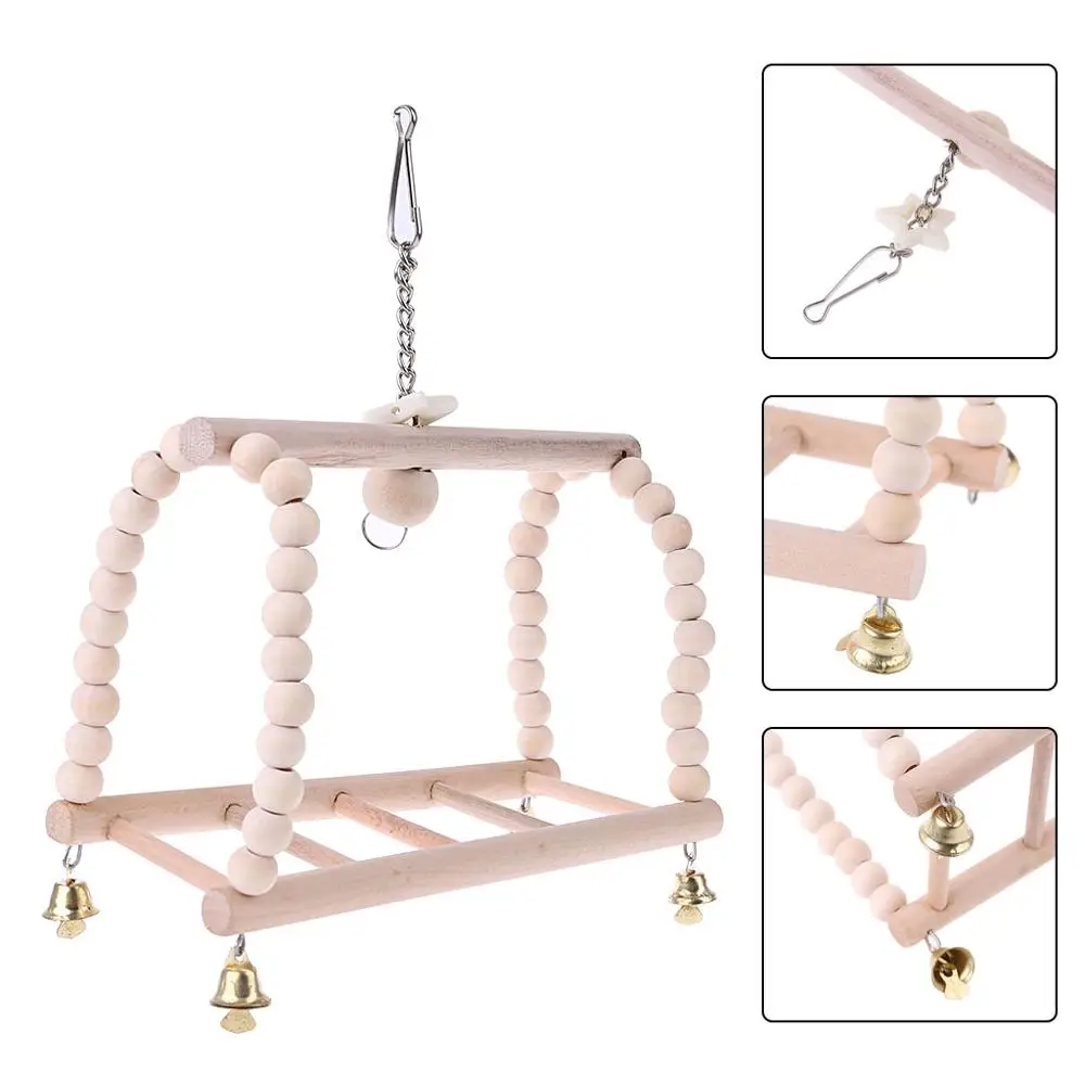 Искусственный мост натуральный деревянный попугай птичий подвесные бусины