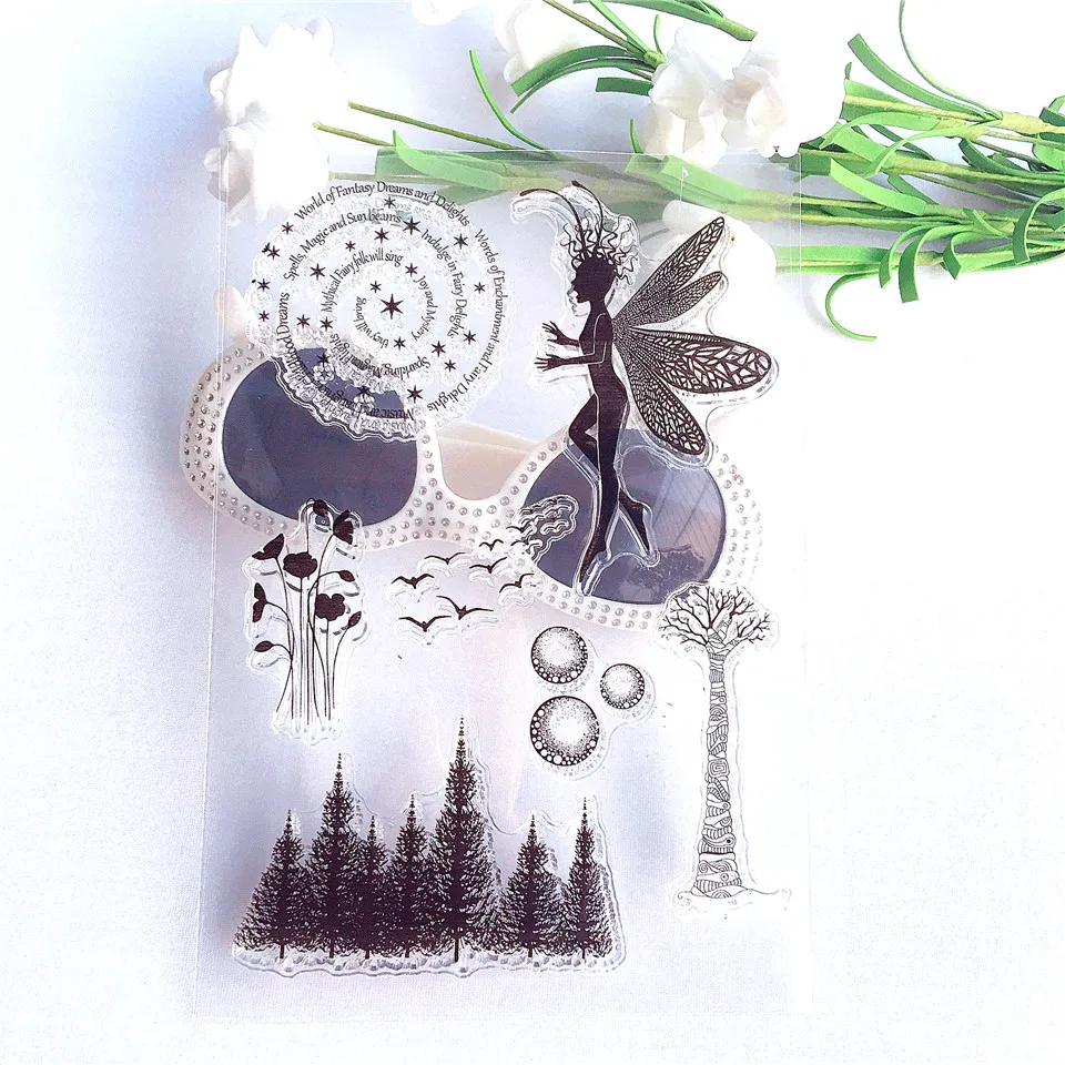 11*16 Mid-Night Fairy Clear Stamp Transparent Silicone Seal for DIY Scrapbooking Card Making Photo Album Decoration Craft Stamp