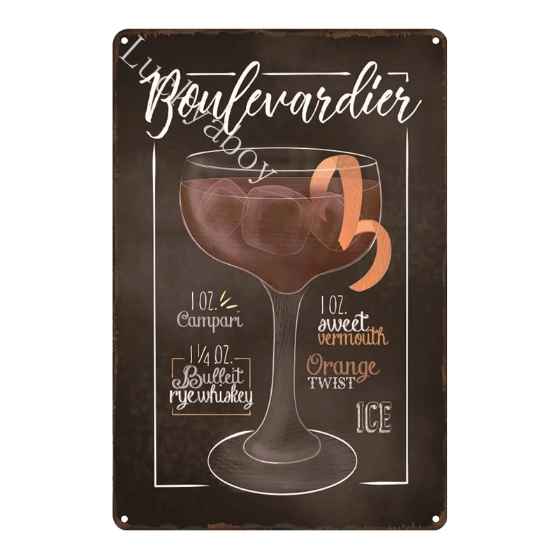[Luckyaboy]Martini Mojito Cocktail Vintage Tin Signs Wall Plaque Custom Metal Painting Antique Gift home bar Pub Decor AL035