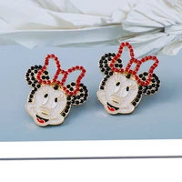 new cartoon mouse bow earrings boho statement cute female ear ring 2022 trendy design rhinestone wedding jewelry wholesale