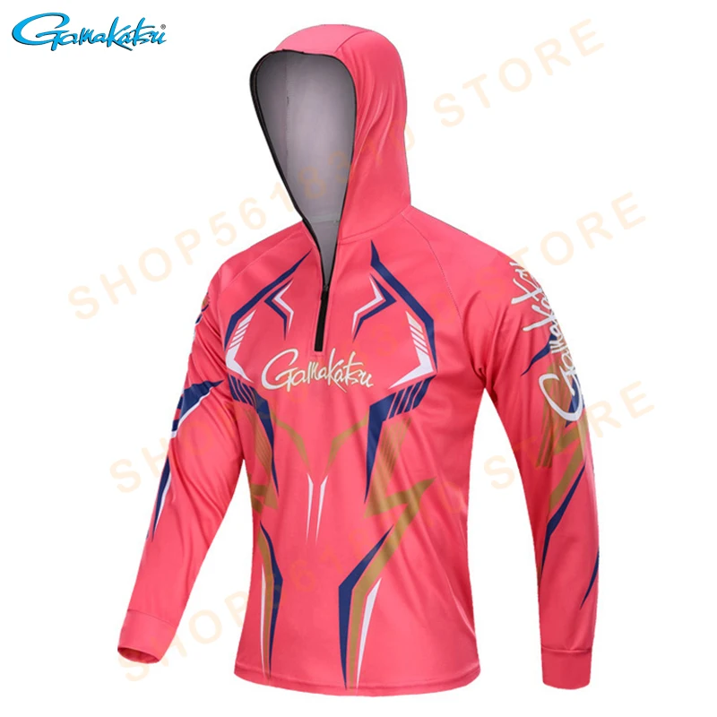 

2020 GAMAKATSU Summer New Fishing Shirt Outdoor Anti-uv Sun Protection Quick Dry Fishing Hooded Breathable Soprt Fishing Clothe
