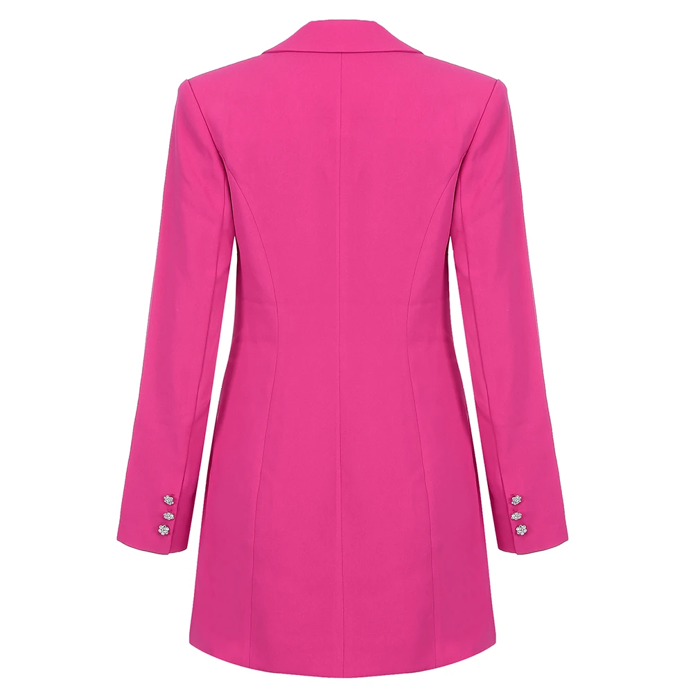 

New Women Rose Pik Long Sleeve Fashion Dress 2019 Button Solid Sexy Mini Club Vestidos Runway Celebrity Party Wholesale