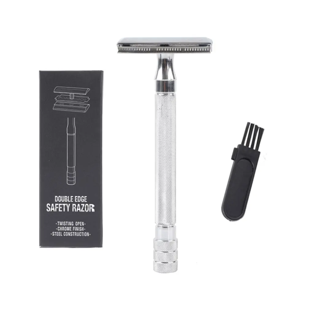 

Mens Manual Shavers Classic Safety Razor Metal Razor With Brush And Blades Double Edge Mens Hand Shaver