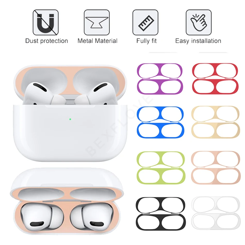 Металлический чехол для Airpods Pro пылезащитная наклейка Apple Air Pods 3 защитная