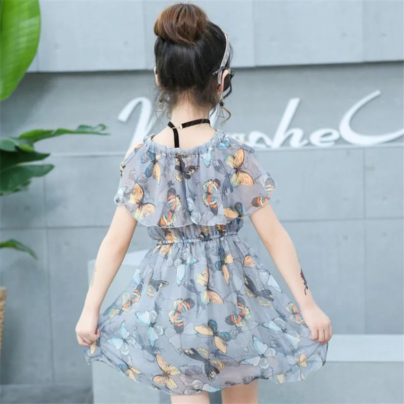 Teenage Girl Dresses Summer 2021 Children's Clothing Bohemia Kids Flower Girls Dress Chiffon Princess 7 8 9 10 12 Years | Детская