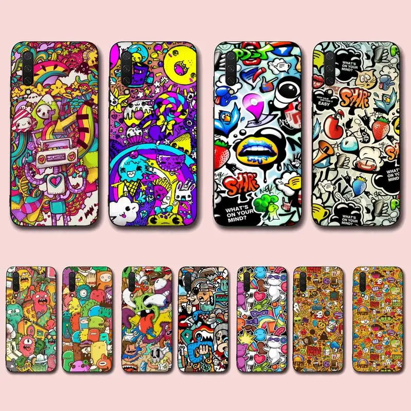 

Anime Graffiti Sticker Phone Case for Xiaomi mi 5 6 8 9 10 lite pro SE Mix 2s 3 F1 Max2 3
