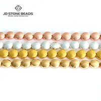 50pcs per strand natural stone kc gold hematite beads 8mm flat round spacer loose bead for jewelry making diy bracelet