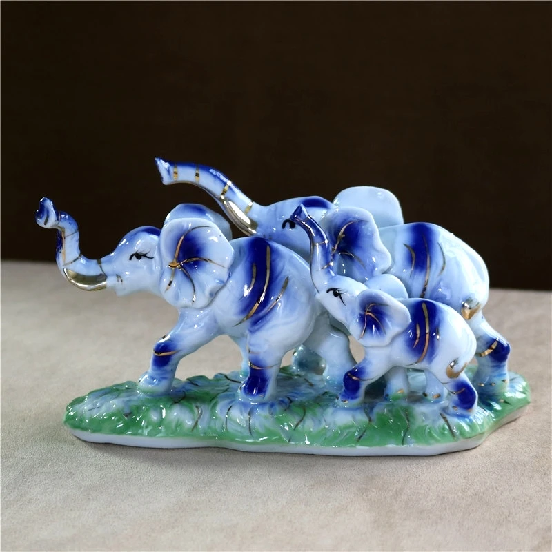 Фарфоровый слон фигурка семьи керамический миниатюрный домашний декор домашнее