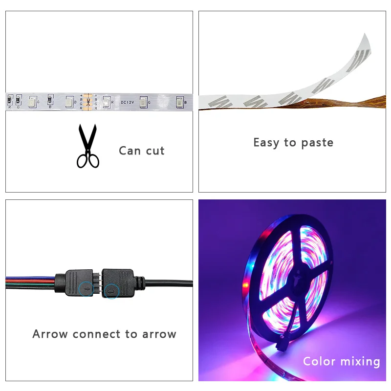 Цветная (RGB) светодиодный освещение SMD 2835 RGB светодиодные ленты 5 м 10 Цвет изменение