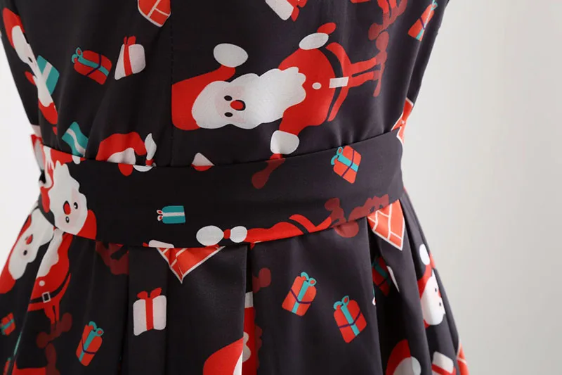 S~ 3XL рождественское платье для женщин цветочный принт тонкое винтажное платье повседневное без рукавов элегантное миди платья для вечеринок vestidos robe