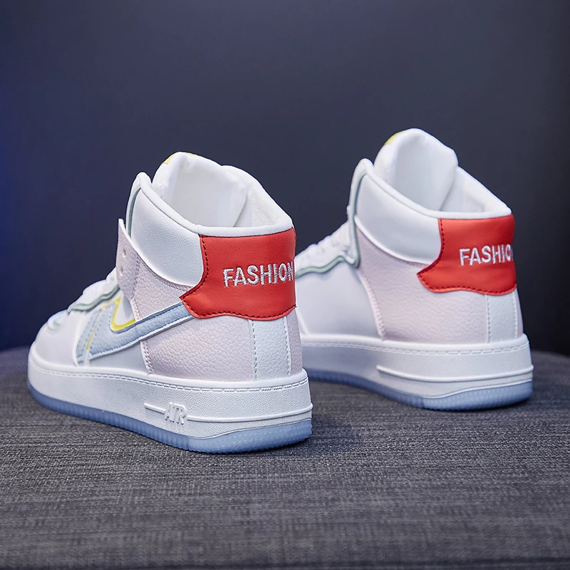 Женские кроссовки из искусственной кожи с высоким берцем на вулканизированной