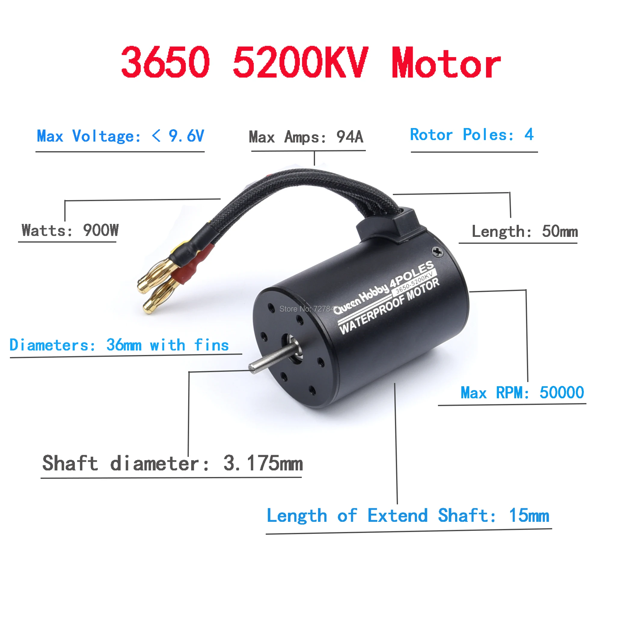 3650 5200KV 4 полюсный Бессенсорный бесщеточный двигатель с электронным регулятором