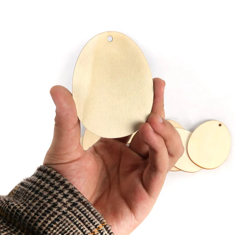 

10pcs Easter Wooden Eggs Wood Hanging Pendant Decor Easter Decorations For Home DIY Graffiti Painting Craft Kids Gift