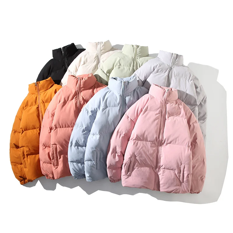 Winter Parkas Women 2021 Fashion Solid Loose Thick Warm Jackets Coats Stand Collar Female Down Outwear Couples Coat Parkas