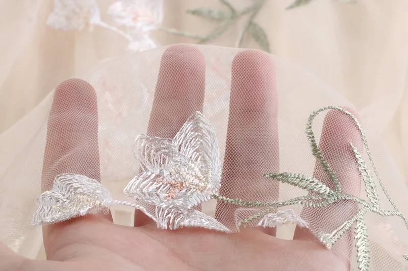 

Summer new style high waist thin elastic waist big swing double-layer mesh embroidery mid-length skirt autumn 2020 female skirt