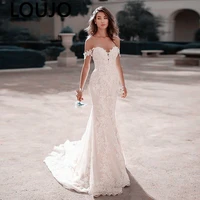 luojo lace mermaid wedding dress off the shoulder sleeveless sexy backless bride dresses boho bridal gown robe de mariee
