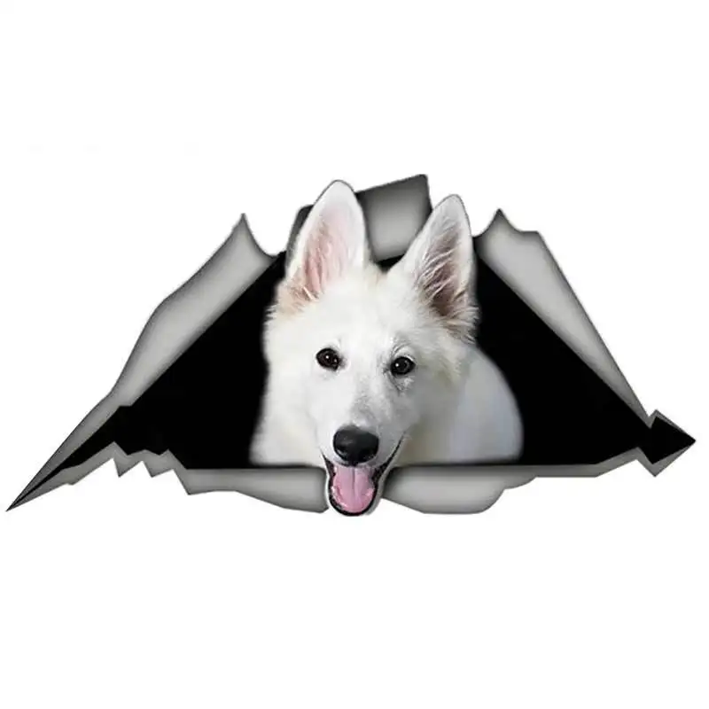 

Hot Sell Creative White Swiss Shepherd Car Sticker Accessories Car Styling Van Stripes Cover Scratches Waterproof PVC 13*9cm