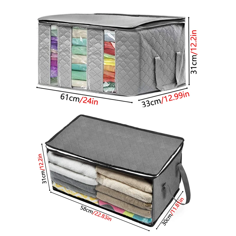 

Clothes Storage Boxes Closet Clothing Quilt Organizer Case Clear Window Divider Blankets Toys Organizer