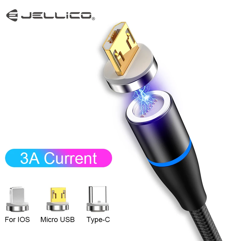 Jellico светодиодный магнитный кабель USB быстрой зарядки с разъемом Micro Type C для
