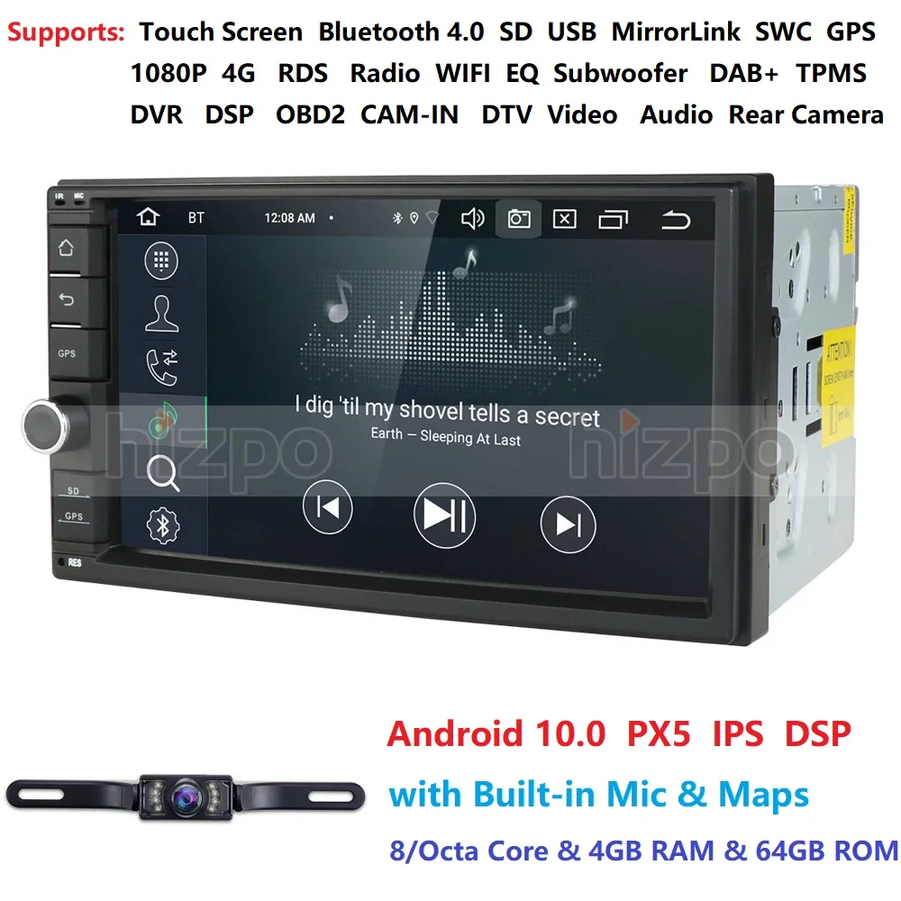 DSP IPS 2 Din 7 дюймов Восьмиядерный Универсальный Android 10 0 4 Гб ОЗУ автомобильное радио