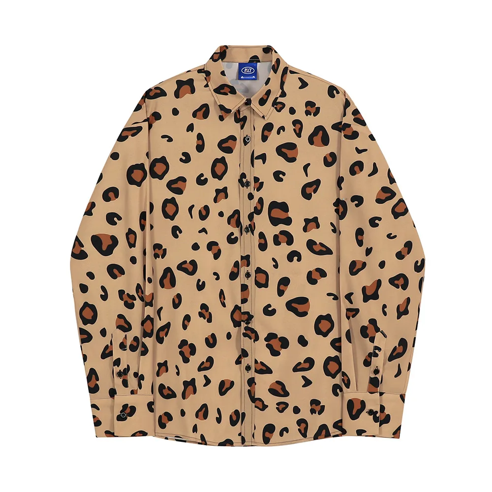 

INS leopard print shirt handsome man hip-hop spring and summer long sleeve shirt Japanese loose personality shirt coat