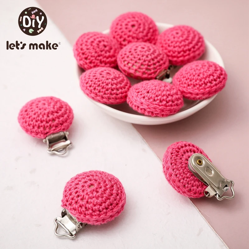 

Let's Make 3Pcs BPA Free Baby Pacifier Clip Baby Wooden Crochet Pacifier Clip Beech Wood Teether DIY Newborn Gift Accessories