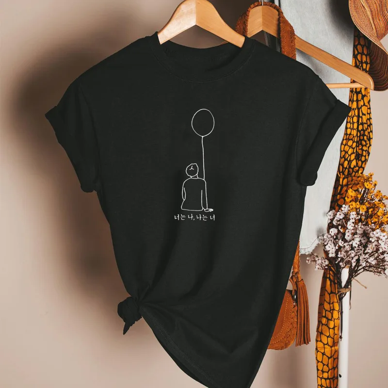 

Korean Style Kpop Serendipity Line Art Tee Shirt Harajuku Cotton Short Sleeve Tee Shirt Femme Clothes for Fans Men and Women