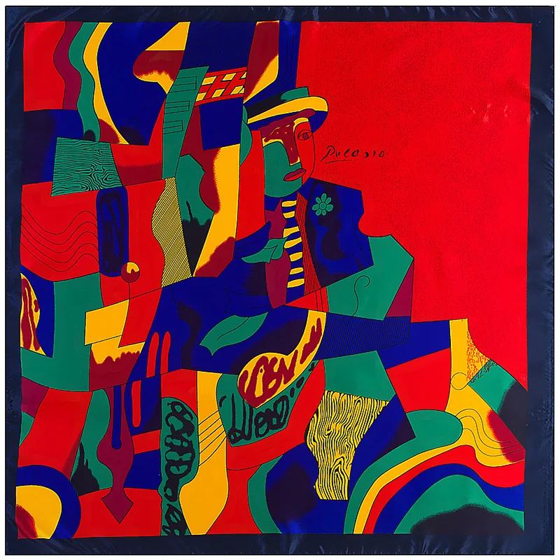 Женский шелковый шарф с рисунком новый стиль 90 см * |