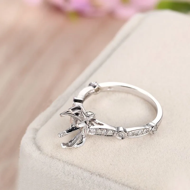 HELON 6x11 мм Огранка маркиза однотонные 10K белое золото натуральные бриллианты