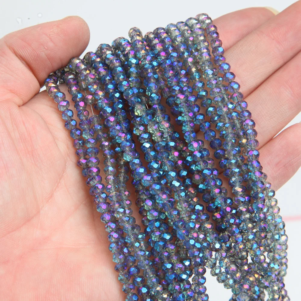 1strand 3*4mm Crystal Rondelle Glass Beads Faceted Loose Spacer  Shiny AB Beads  Diy for Jewelry Making Bracelet Accessories images - 6