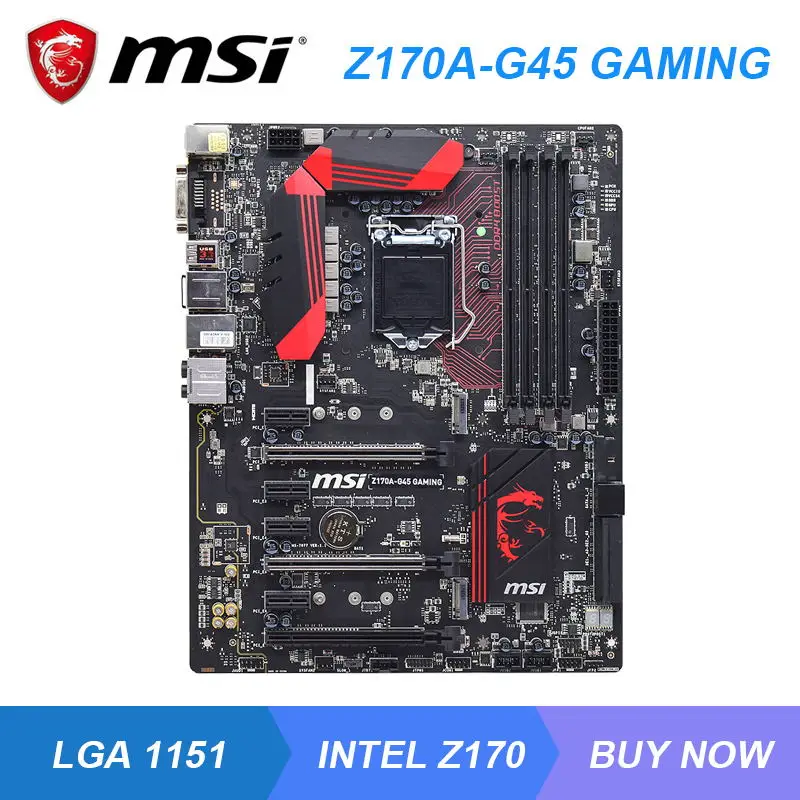 

MSI Z170A-G45 GAMING Motherboard 1151 Intel Core i5 Processor DDR4 64GB 3600MHz Memory PCI-E 3.0 DVI HDMI USB3.1 2×M.2 SATA3 ATX