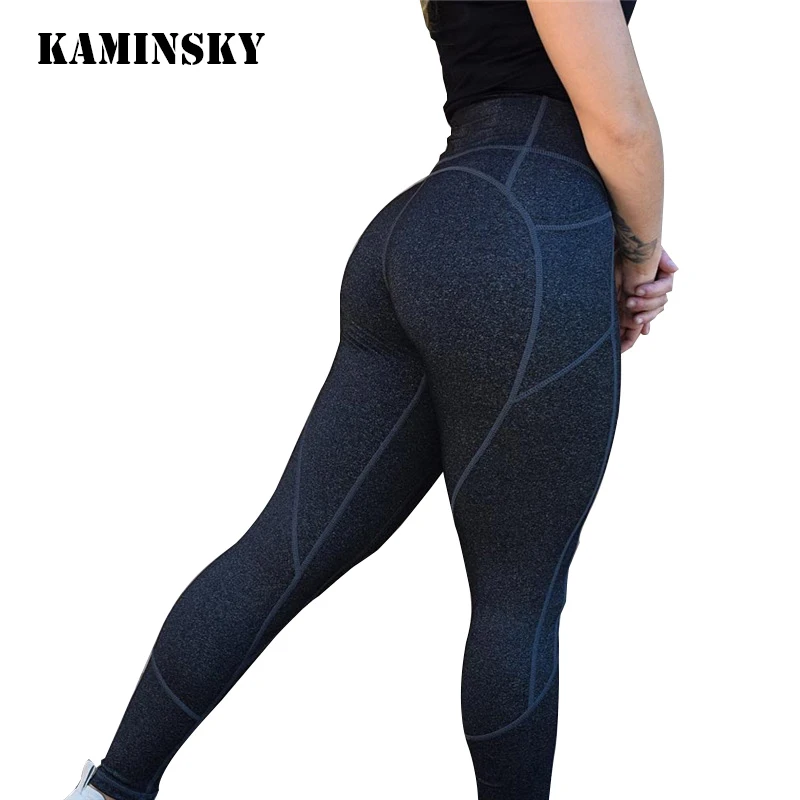 Женские облегающие леггинсы Kaminsky черные с высокой талией и эффектом пуш ап