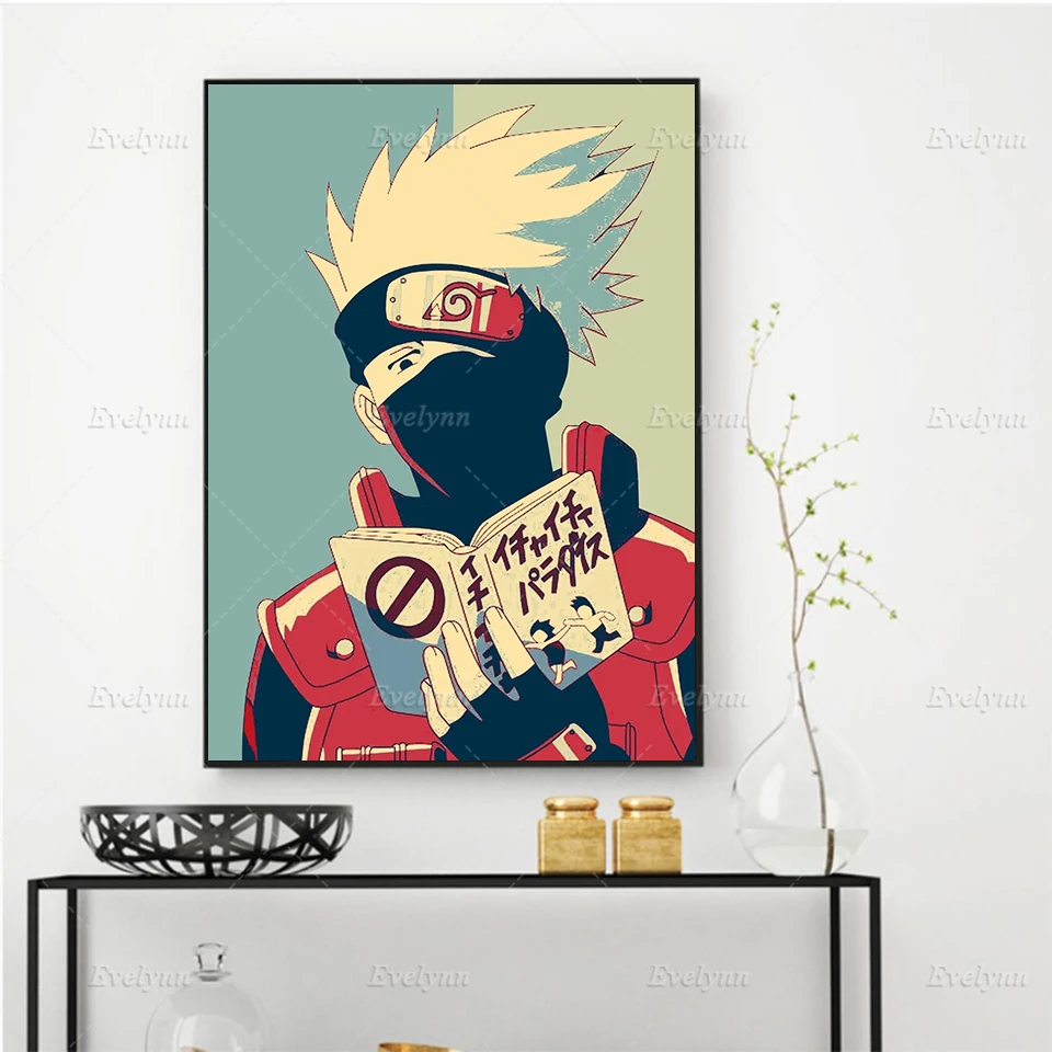Винтажный аниме плакат Какаси настенная Картина на холсте ретро скандинавский