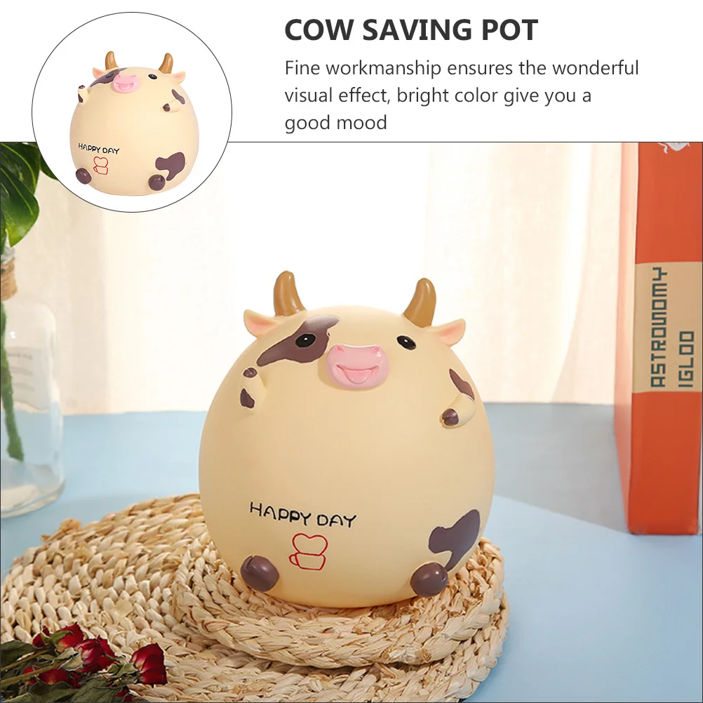 

1pc Adorable Saving Pot Cartoon Cow Money Pot Ornament Mascot Saving Pot Decor