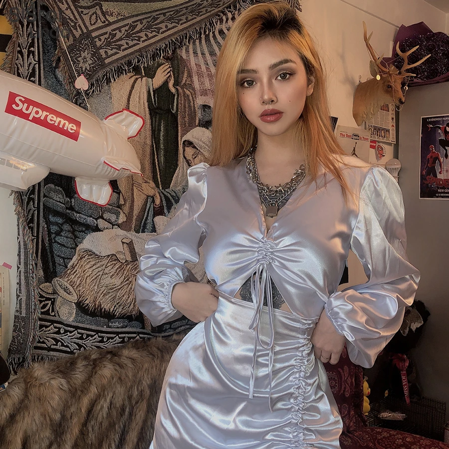 Женское однотонное шифоновое платье Sisterlinda повседневное облегающее стрейч для