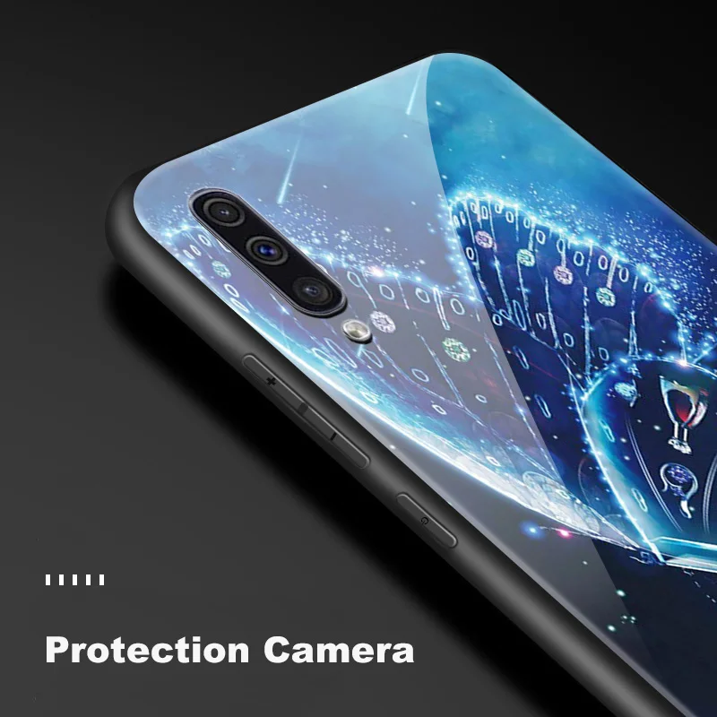 Закаленное Стекло чехол для samsung Galaxy A10 A20 A30 A40 A50 A70 A80 A6S A8S J4 плюс M10 M20 M30 S9 S10+ рисунок животных Чехлы