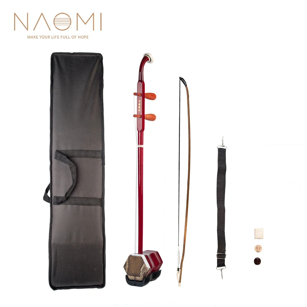 Китайская скрипка с двумя струнами NAOMI Red Erhu музыкальные инструменты ремешками