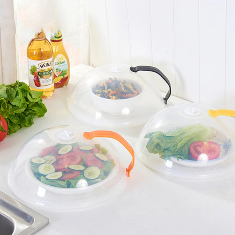 Microwave Oven Food Cover Heat Resistant Transparent Anti Sputtering Kitchen Cookware Parts Handle Reusable Airtight Food Covers
