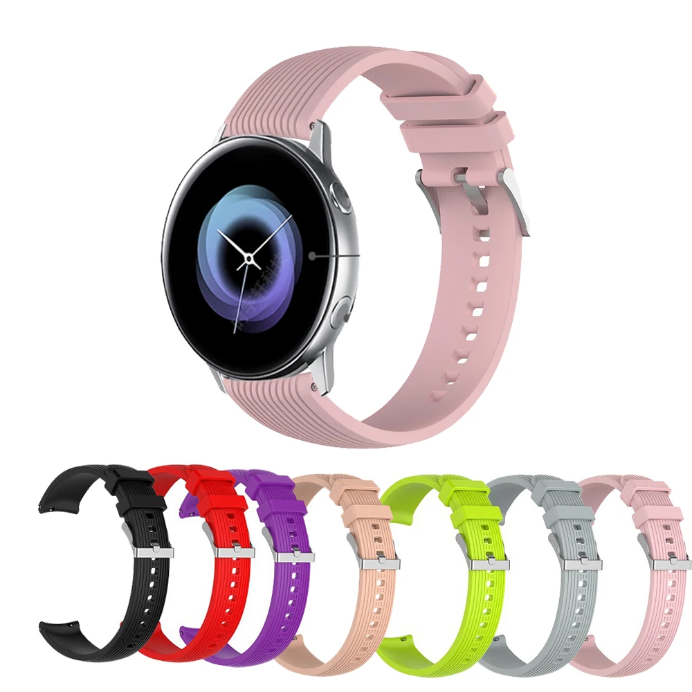 

Ремешок силиконовый для Samsung Galaxy Watch 42 мм Active 2 40 44 мм Gear S2, мягкий спортивный браслет для часов Huami Amazfit, 20 мм