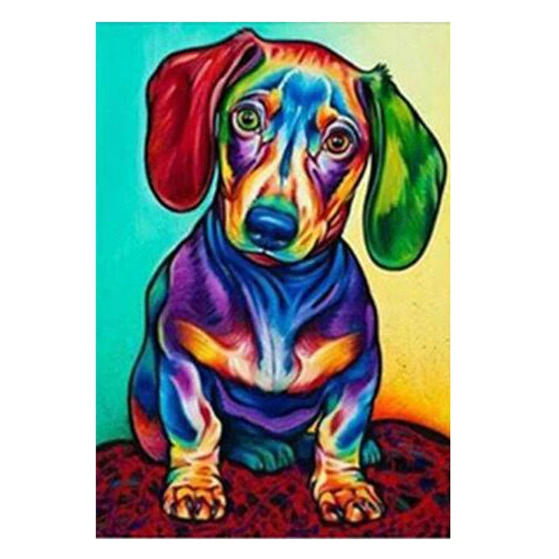 

Алмазная 5D картина «сделай сам», вышивка с изображением красочного щенка, собаки, животного, мозаика для вышивки крестиком, стразы, домашний...