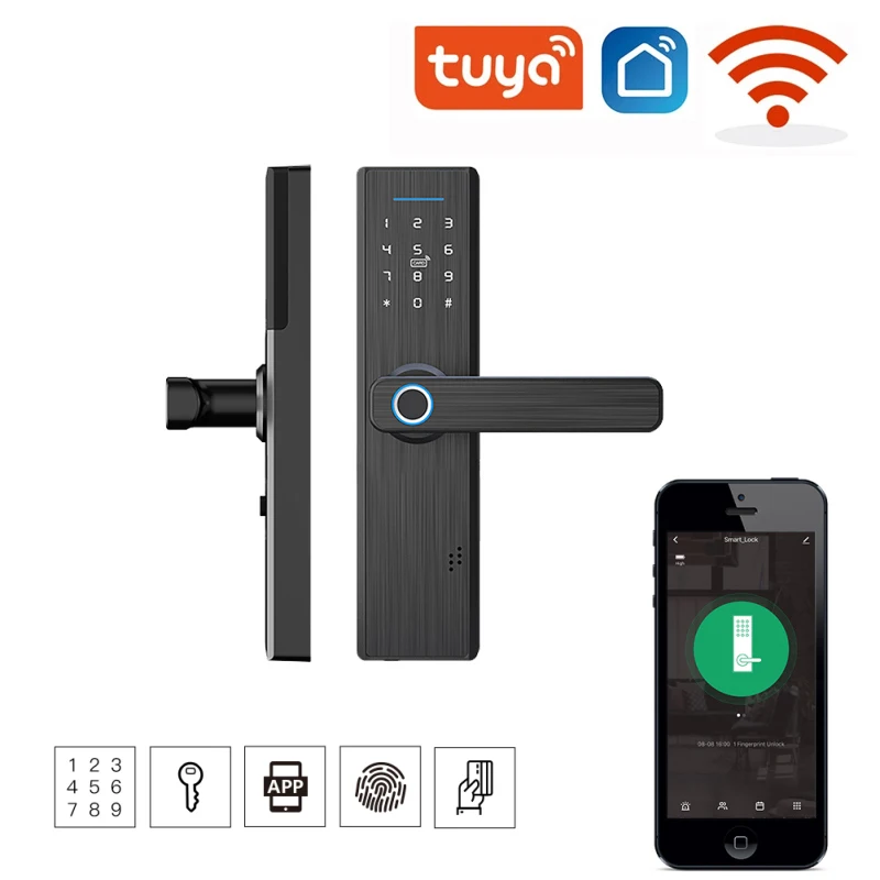 

Wifi Electronic Door Lock with Tuya APP Remotely Fingerprint Door Lock/Password/IC Card Door Lock Fechadura Digital Door Lock