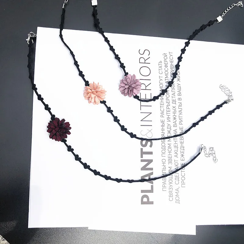 Женское короткое ожерелье с цветами универсальное колье из искусственной кожи в